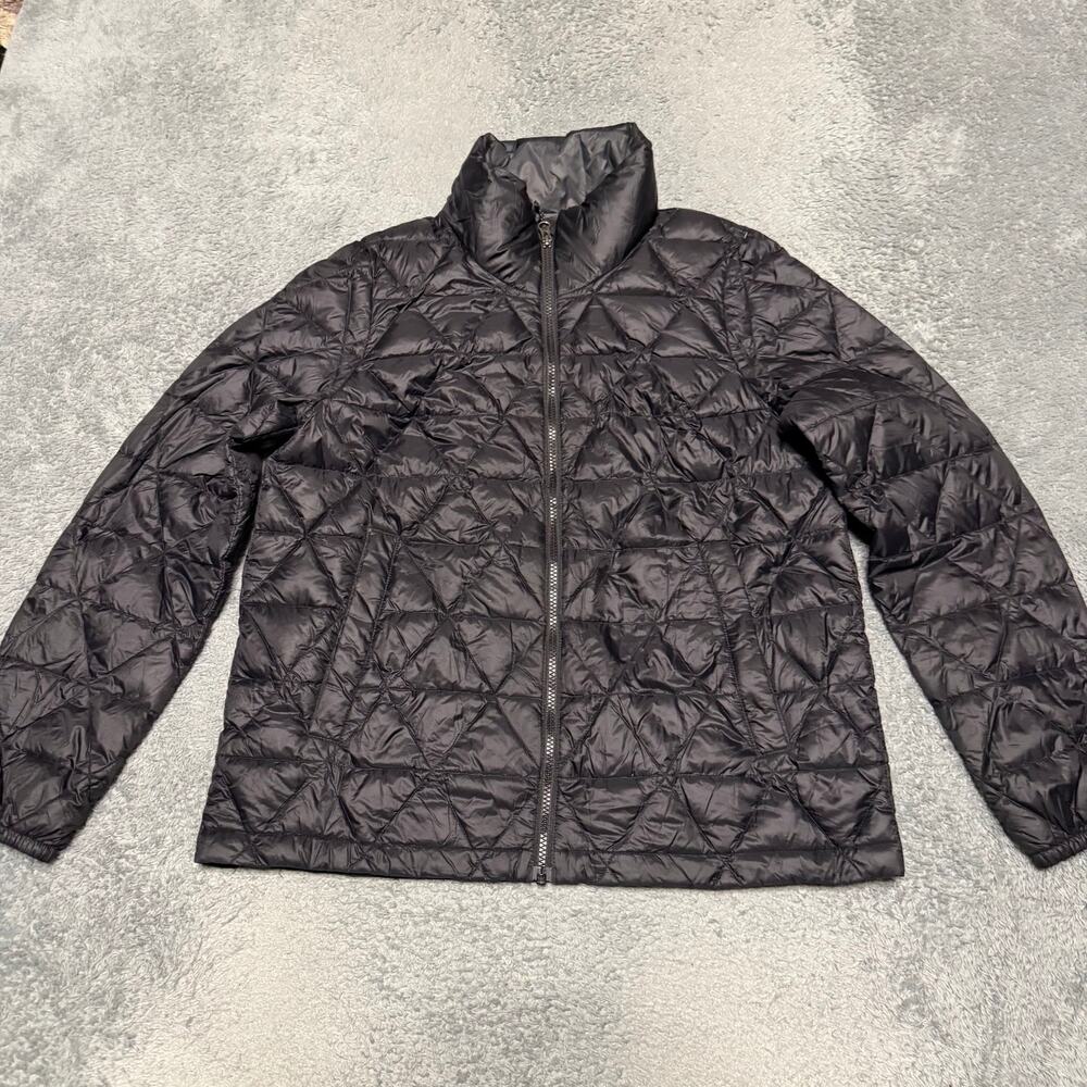Eddie Bauer Puffer Jacket Womens Medium Black Down Coat Lightweight Quilted